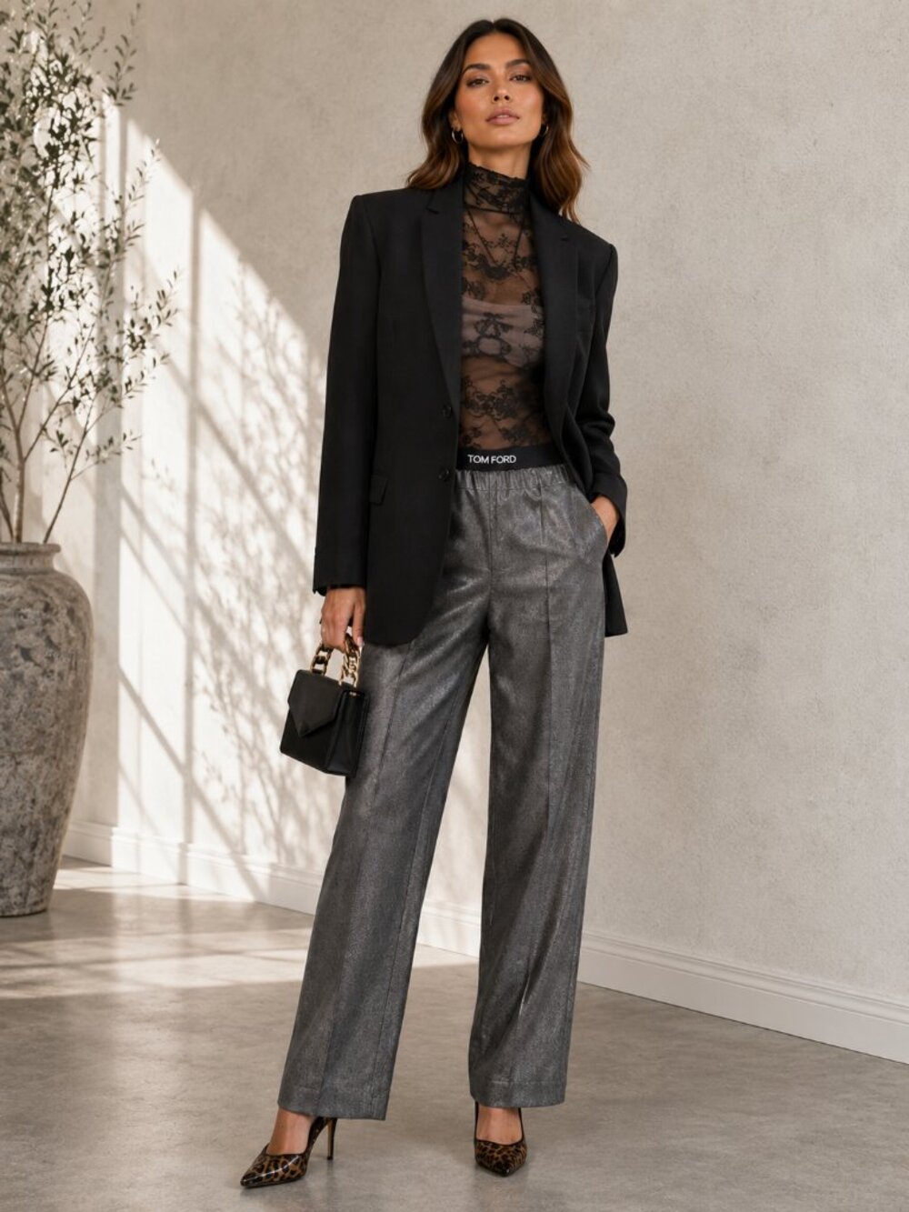 Tom Ford Gray Cashmere Logo Waistband Pull-on Trouser XS
